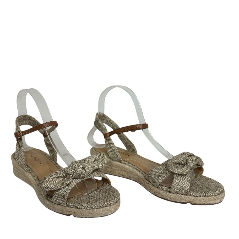 Talbots Linen Bow Espadrille Wedge Sandal Size 6.5